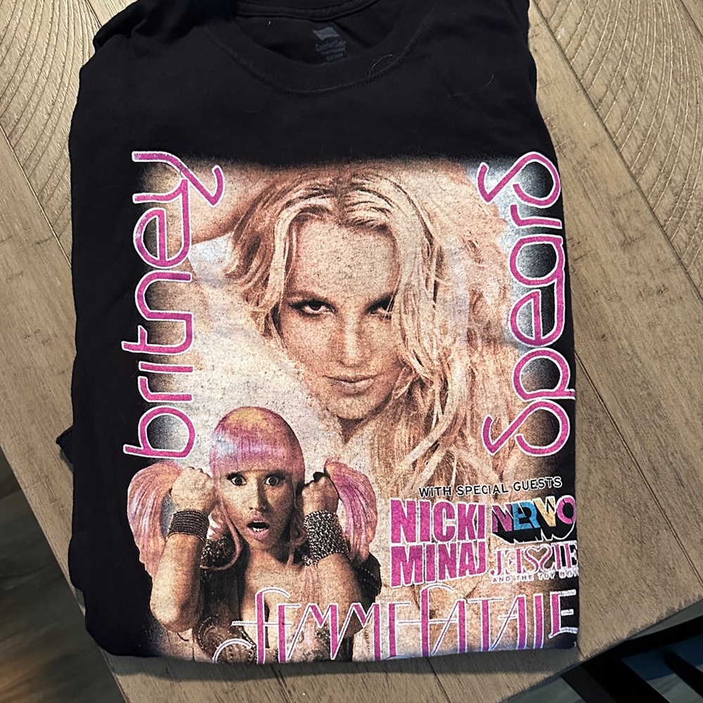 Black Graphic Tee with Pink Accents